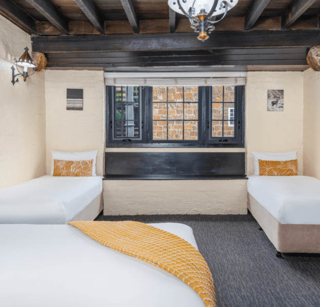 Triple Bed Guest Room with Twin Beds and window