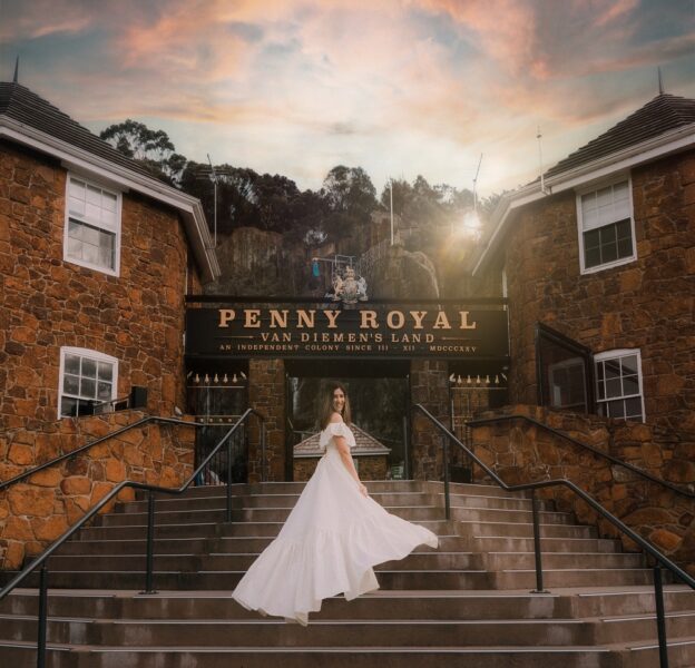 Nicole Clark standing in front of Penny Royal Adventure Park